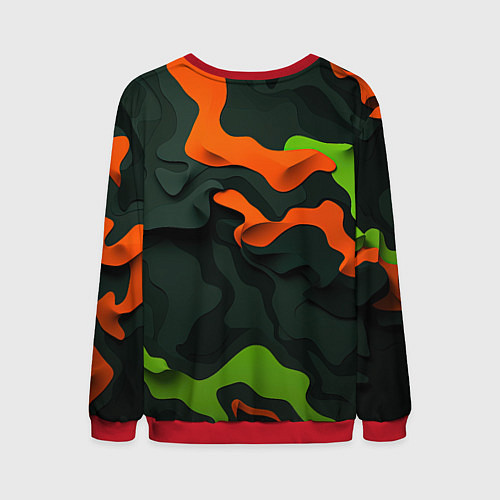 Мужской свитшот Gta лого зелено-оранжевый камуфляж / 3D-Красный – фото 2
