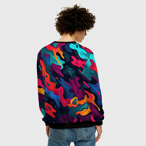 Мужской свитшот Gta лого камуфляж кислотные кляксы / 3D-Черный – фото 4