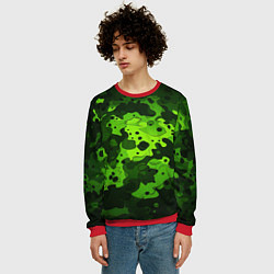 Свитшот мужской Яркий неоновый зеленый камуфляж, цвет: 3D-красный — фото 2