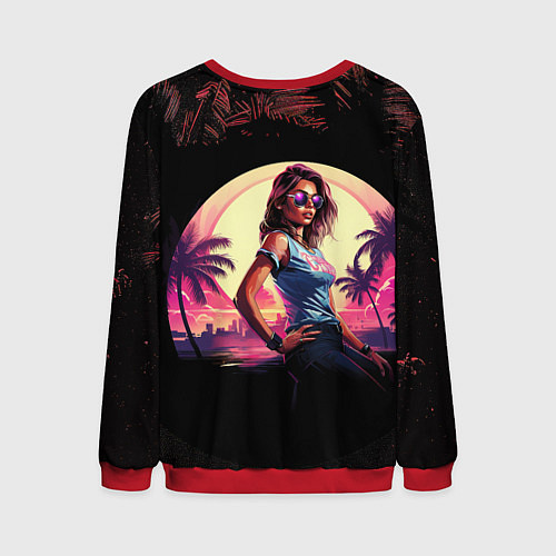 Мужской свитшот GTA 6 logo девушка / 3D-Красный – фото 2