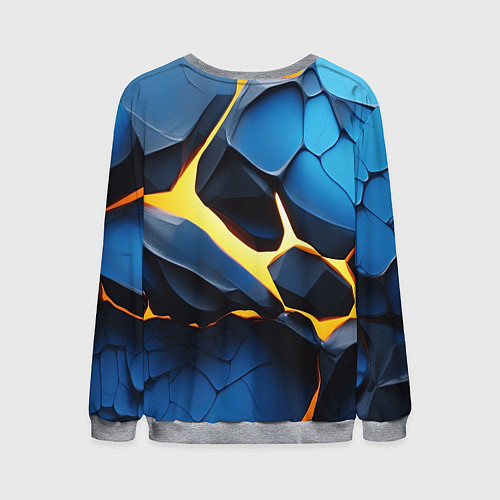 Мужской свитшот Желтая лава на синих плитах / 3D-Меланж – фото 2