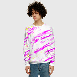 Свитшот мужской Розовые паттерны, цвет: 3D-белый — фото 2