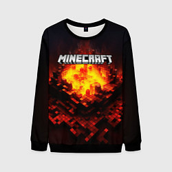 Свитшот мужской Minecraft огненные кубики, цвет: 3D-черный