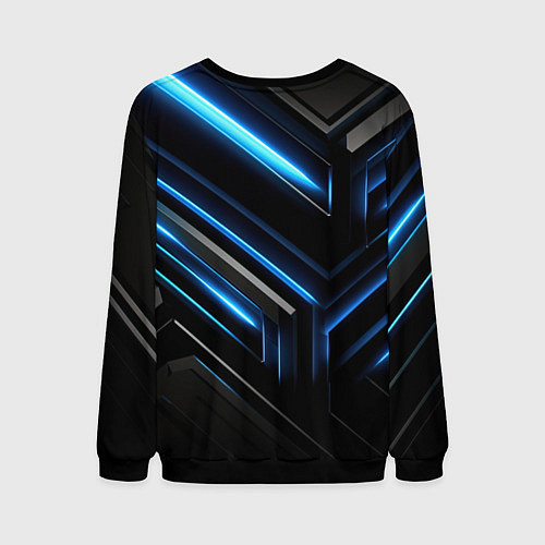 Мужской свитшот Palworld logo black blue neon abstract / 3D-Черный – фото 2