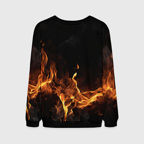 Мужской свитшот Palworld логотип на черном фоне с огнем / 3D-Черный – фото 2