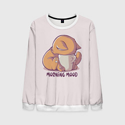 Свитшот мужской Morning mood - cat, цвет: 3D-белый