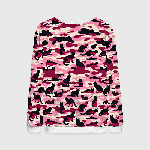 Мужской свитшот Камуфляжные розовые котики / 3D-Белый – фото 2