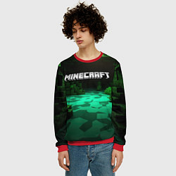 Свитшот мужской Minecraft logo зеленый яркий мир, цвет: 3D-красный — фото 2