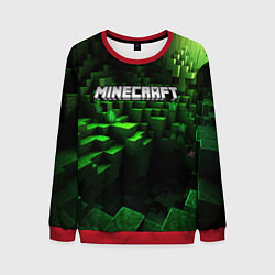 Свитшот мужской Minecraft logo зеленые кубики, цвет: 3D-красный