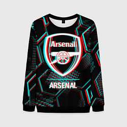 Мужской свитшот Arsenal FC в стиле glitch на темном фоне