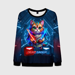 Мужской свитшот Beat Saber кот музыкальный джедай