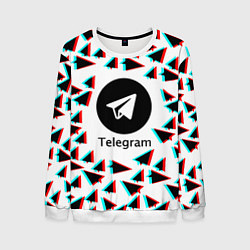 Свитшот мужской Telegram logo pattern steel, цвет: 3D-белый
