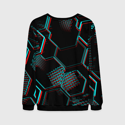 Мужской свитшот Tottenham FC в стиле glitch на темном фоне / 3D-Черный – фото 2