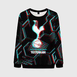 Свитшот мужской Tottenham FC в стиле glitch на темном фоне, цвет: 3D-черный