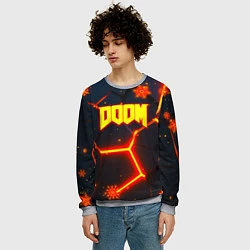 Свитшот мужской Doom плиты лого в огне, цвет: 3D-меланж — фото 2