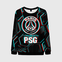 Мужской свитшот PSG FC в стиле glitch на темном фоне