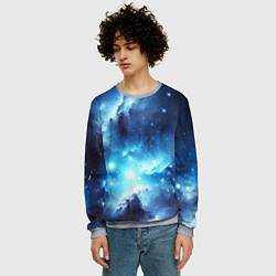 Свитшот мужской Космический голубой пейзаж, цвет: 3D-меланж — фото 2