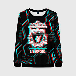 Мужской свитшот Liverpool FC в стиле glitch на темном фоне