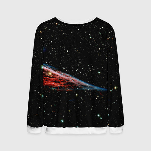 Мужской свитшот Котёнок космонавт в открытом космосе / 3D-Белый – фото 2