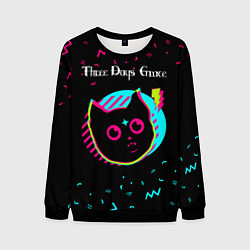 Свитшот мужской Three Days Grace - rock star cat, цвет: 3D-черный