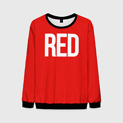 Свитшот мужской Клубнично-красный со словом red, цвет: 3D-черный