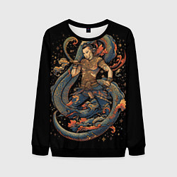 Мужской свитшот Боец Муай-тай и огромный дракон