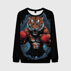 Мужской свитшот Муай - Тай тигр в стойке боевые искусства