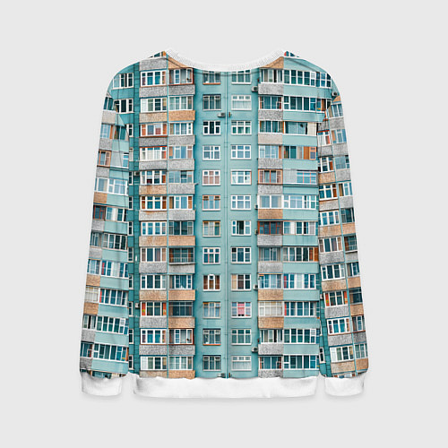 Мужской свитшот Хрущёвка в голубых тонах / 3D-Белый – фото 2