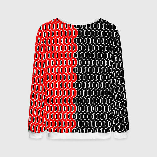 Мужской свитшот Чёрно-красный паттерн с белой обводкой / 3D-Белый – фото 2