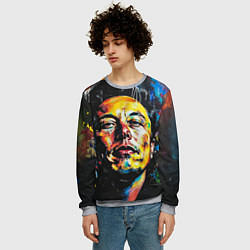 Свитшот мужской Граффити портрет Илона Маска, цвет: 3D-меланж — фото 2