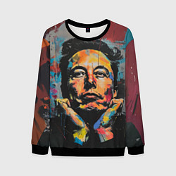 Свитшот мужской Илон Маск граффити портрет, цвет: 3D-черный