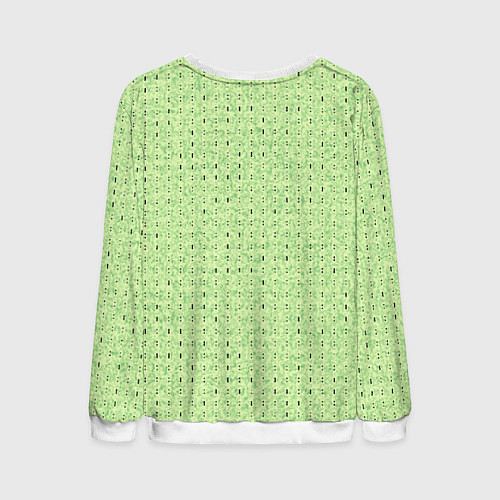 Мужской свитшот Салатовый паттерн в мелкую полосочку / 3D-Белый – фото 2