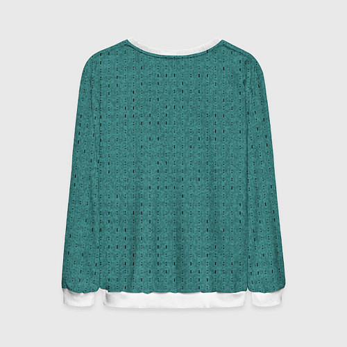 Мужской свитшот Тёмно-бирюзовый в мелкую полосочку / 3D-Белый – фото 2