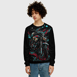 Свитшот мужской Мото и брызги краски, цвет: 3D-черный — фото 2