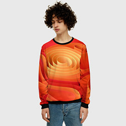 Свитшот мужской Оранжевые объемные круги, цвет: 3D-черный — фото 2