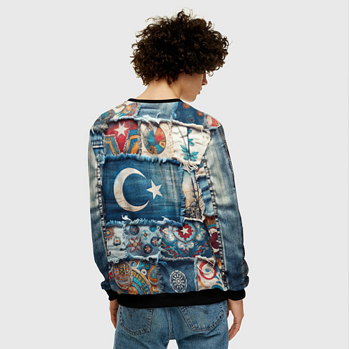 Мужской свитшот Пэчворк из Турции / 3D-Черный – фото 4