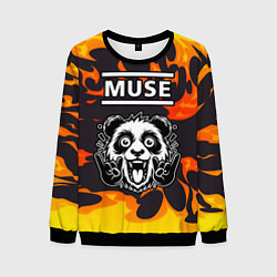 Мужской свитшот Muse рок панда и огонь