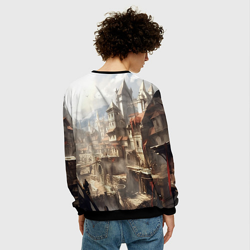 Мужской свитшот Assassins creed старый город / 3D-Черный – фото 4
