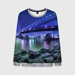 Свитшот мужской Вечерняя Америка - мост, цвет: 3D-меланж