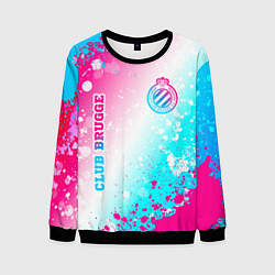 Свитшот мужской Club Brugge neon gradient style вертикально, цвет: 3D-черный