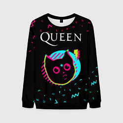 Свитшот мужской Queen - rock star cat, цвет: 3D-черный