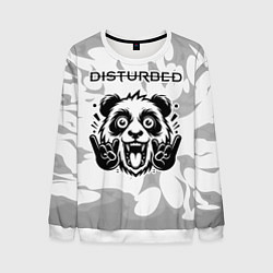 Мужской свитшот Disturbed рок панда на светлом фоне