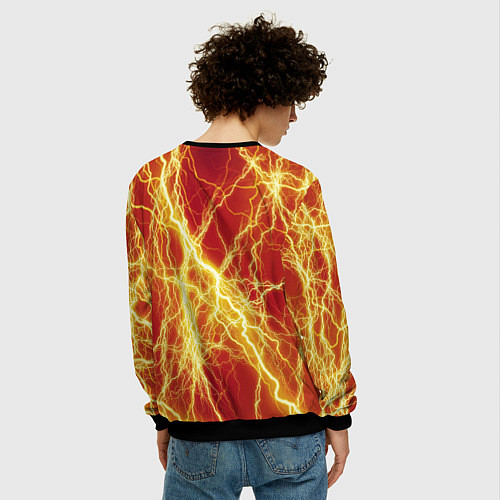 Мужской свитшот Lightning strikes / 3D-Черный – фото 4