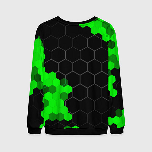 Мужской свитшот Lamborghini green sport hexagon / 3D-Черный – фото 2