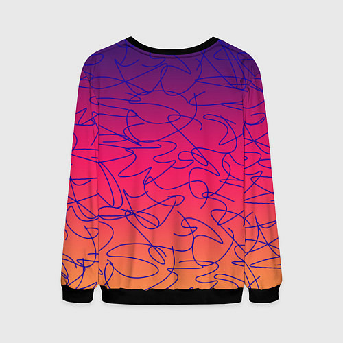 Мужской свитшот Каракули на градиентном фоне / 3D-Черный – фото 2