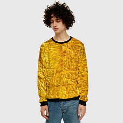 Свитшот мужской Текстура золотой мятой поверхности, цвет: 3D-черный — фото 2