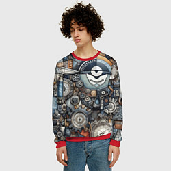 Свитшот мужской Механистический паттерн - авангард нейросеть, цвет: 3D-красный — фото 2