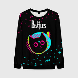 Свитшот мужской The Beatles - rock star cat, цвет: 3D-черный