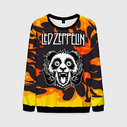 Свитшот мужской Led Zeppelin рок панда и огонь, цвет: 3D-черный