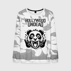 Свитшот мужской Hollywood Undead рок панда на светлом фоне, цвет: 3D-белый